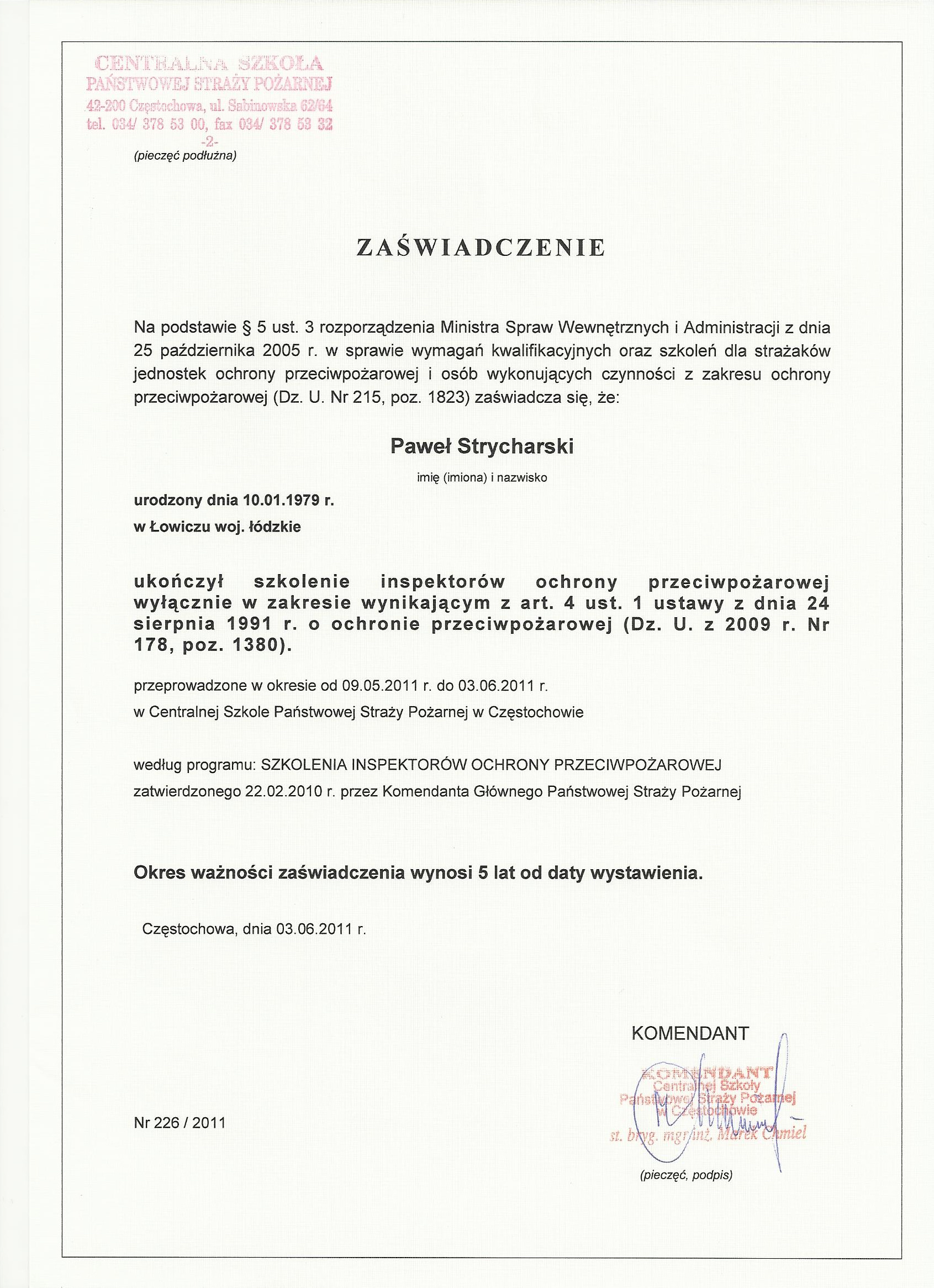 Inspektor Ochrony Przeciwpożarowej