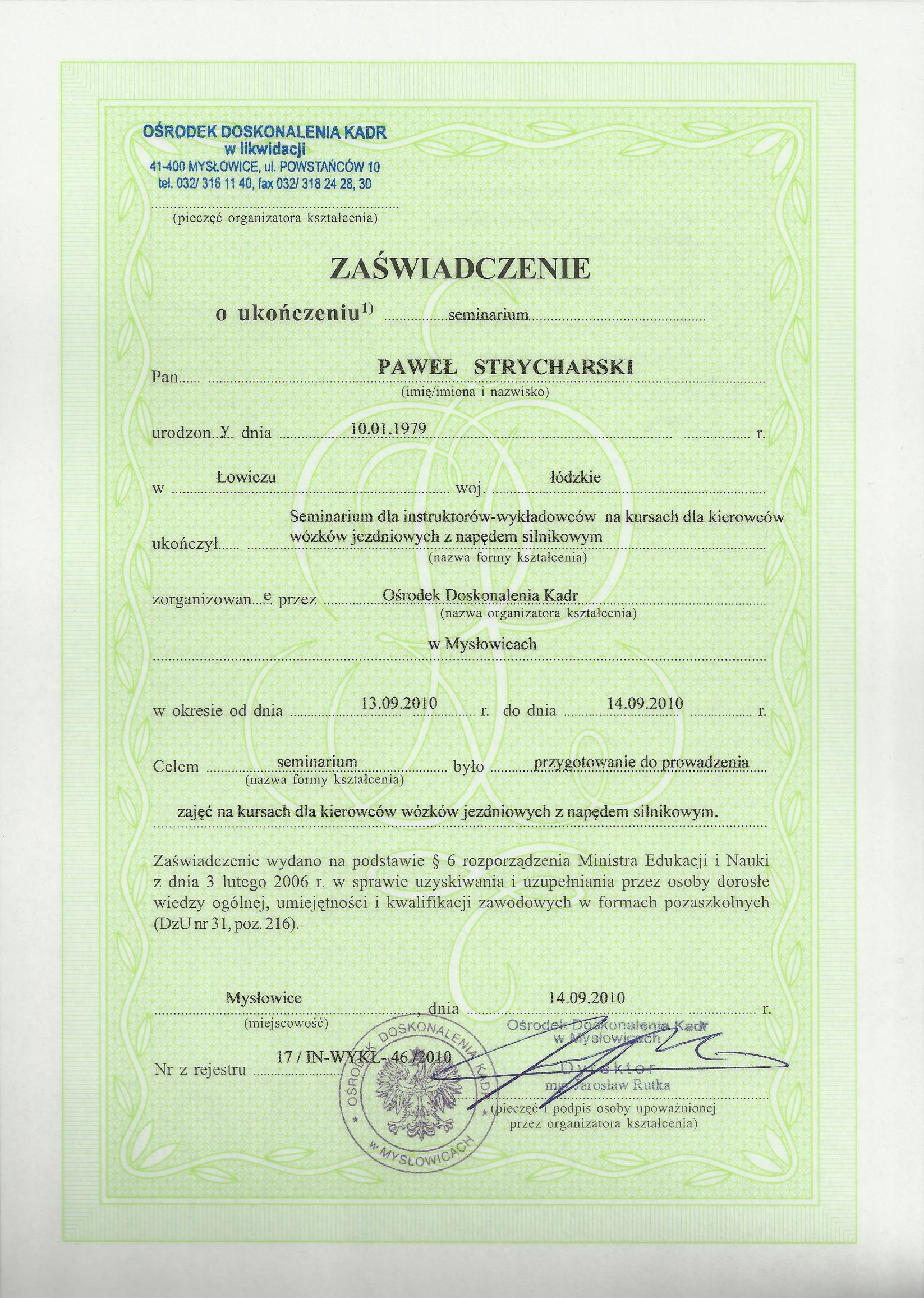 Uprawnienia Instruktorskie Wózki