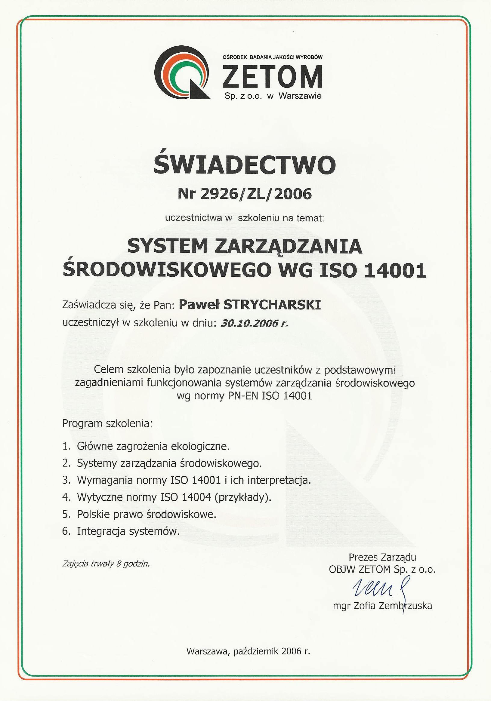 System Zarządzania Środowiskowego ISO 14001