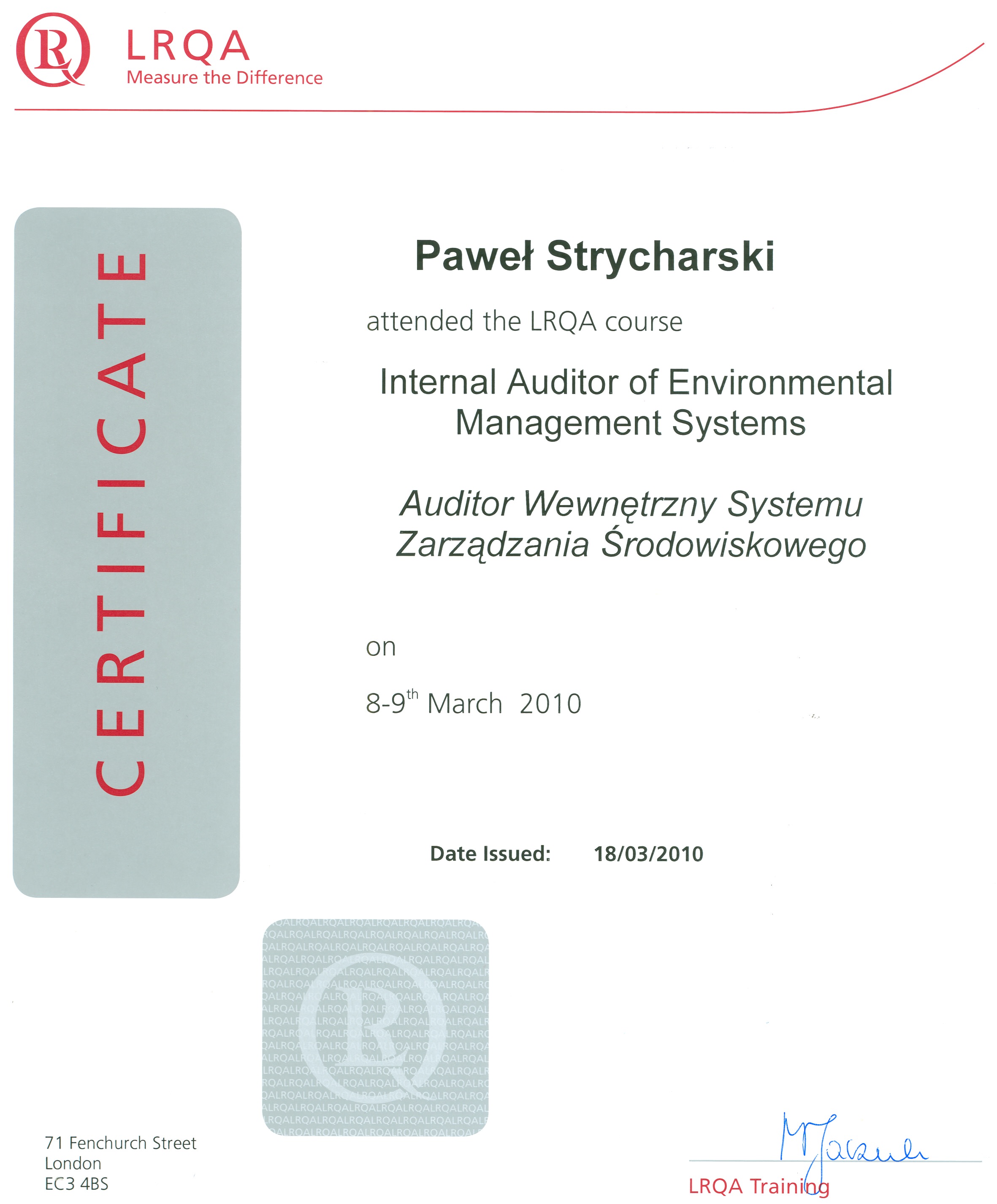 Audytor Wewnętrzny ISO 14001